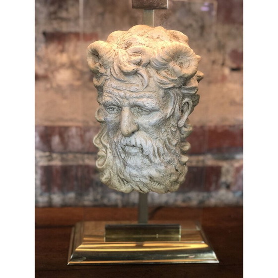 Image 1 of Neoklassische Lampe aus Altglas und vergoldetem Metall, 1950