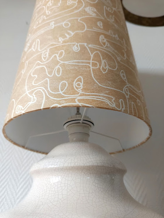 Image 1 of Große Art-Deco-Lampe aus Craquelé-Keramik