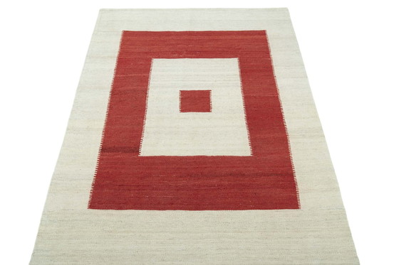 Image 1 of Handgewebter Designer Kelim Fars - 193 X 125 Cm (Neu) - Minimalistische Eleganz