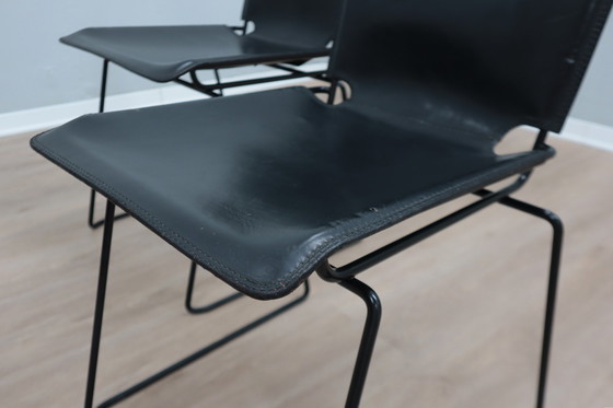 Image 1 of Stapelstühle aus Leder von Toyoda Hiroyuki für Icf 1980S, Satz von 4