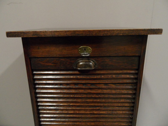 Image 1 of Vintage Rollladenschrank aus Eiche mit Schubladen