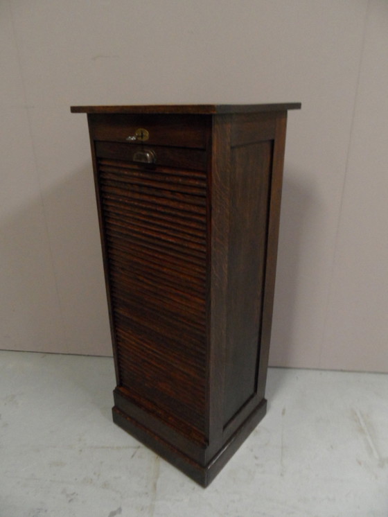 Image 1 of Vintage Rollladenschrank aus Eiche mit Schubladen