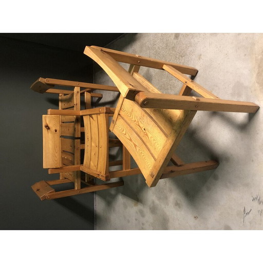 Satz von 4 Esszimmerstühlen aus Kiefer von Edwin Helseth für Stange Bruk, 1970er Jahre