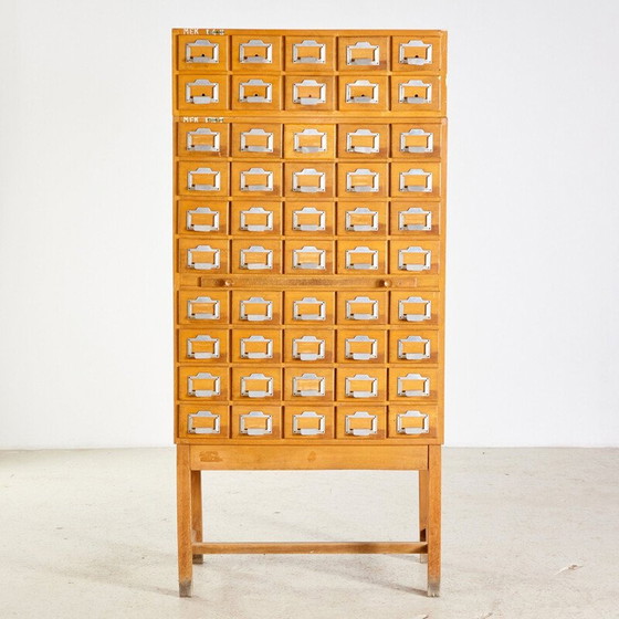 Image 1 of Vintage Eiche Bücherregal Kartenschrank,1960