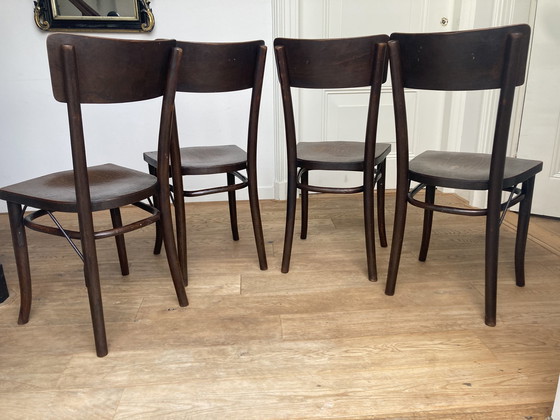 Image 1 of 4 X Thonet Stühle mit Krokodildruck