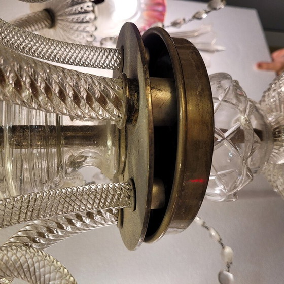 Image 1 of Vintage-Kronleuchter aus Metall und geblasenem Glas, Frankreich