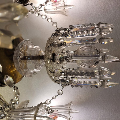 Vintage-Kronleuchter aus Metall und geblasenem Glas, Frankreich