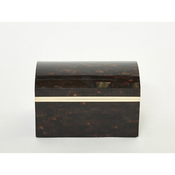 Image 1 of Italienisches Schmuckkästchen mit Intarsien aus Horn und Messing, 1960