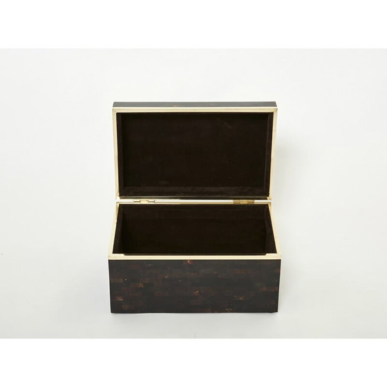 Image 1 of Italienisches Schmuckkästchen mit Intarsien aus Horn und Messing, 1960