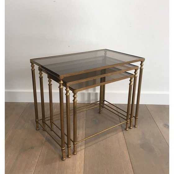 Image 1 of Paar Messing Vintage Nesting Table Suites 1940er Jahre