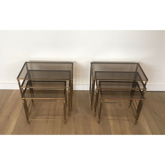 Image 1 of Paar Messing Vintage Nesting Table Suites 1940er Jahre