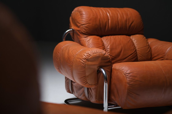 Image 1 of Tucroma Lounge Stühle (2) In Cognac Leder Von Guido Faleschini Für I4 Mariani