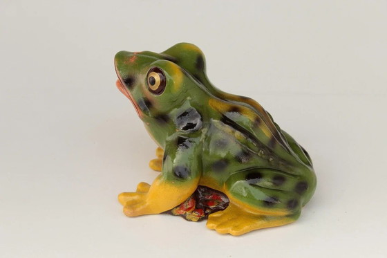 Image 1 of Großer Keramikfrosch Als Wasserspeier, Mid-Century Gartenfigur