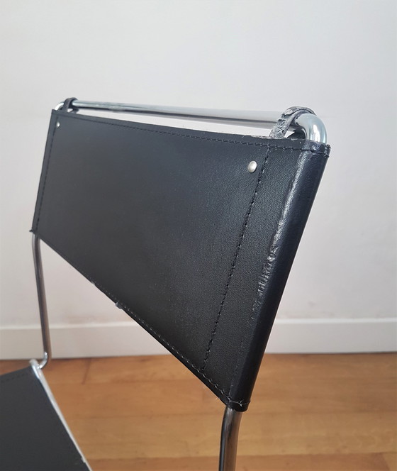 Image 1 of Italienische Vintage -Designstühle von Giandomenico Belotti aus Leder und Chrom