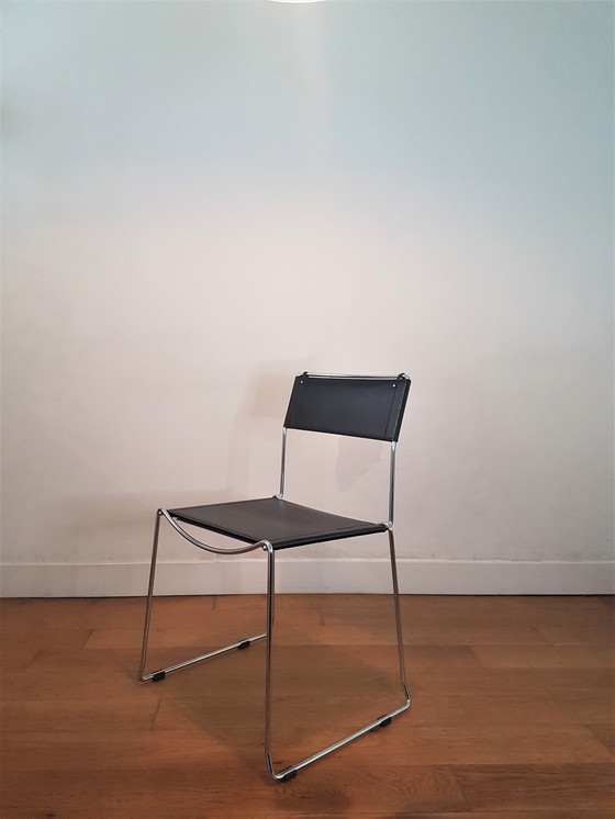 Image 1 of Italienische Vintage -Designstühle von Giandomenico Belotti aus Leder und Chrom