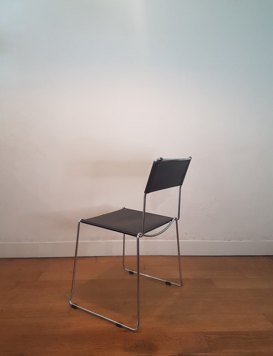 Image 1 of Italienische Vintage -Designstühle von Giandomenico Belotti aus Leder und Chrom