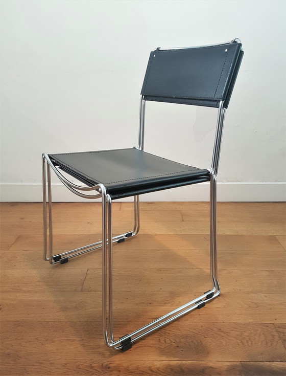 Image 1 of Italienische Vintage -Designstühle von Giandomenico Belotti aus Leder und Chrom