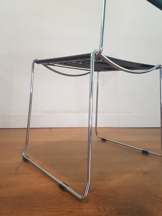 Image 1 of Italienische Vintage -Designstühle von Giandomenico Belotti aus Leder und Chrom