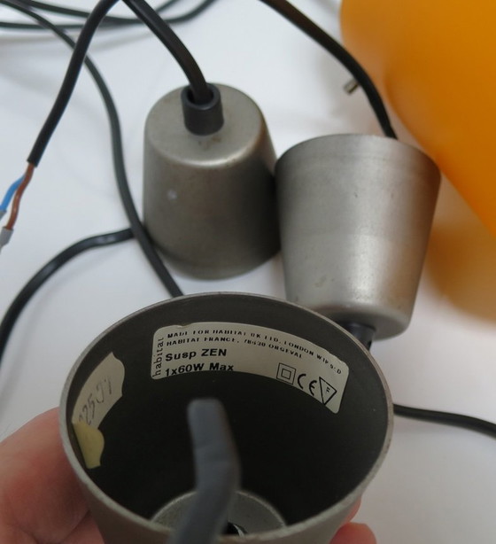 Image 1 of 4x Habitat Zen Tischlampe & Hängelampen Orange Weiß Stahl