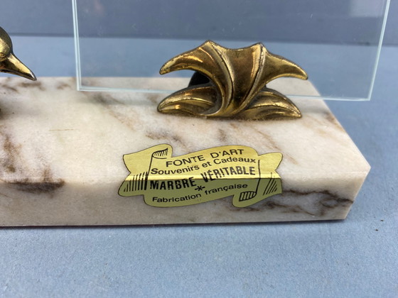 Image 1 of Art Deco Fotohalter mit fliegendem Vogel
