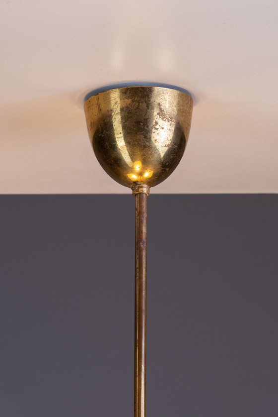 Image 1 of Kronleuchter aus den 1940er Jahren mit Blumen aus Messing und Glas