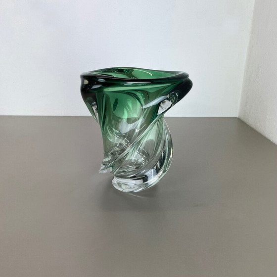Image 1 of Vase aus Kristall und Glas "Wave" von Val Saint Lambert, Belgien 1960er Jahre
