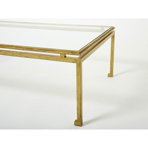 Vintage Couchtisch aus Schmiedeeisen und Glas von Maison Ramsay, 1950