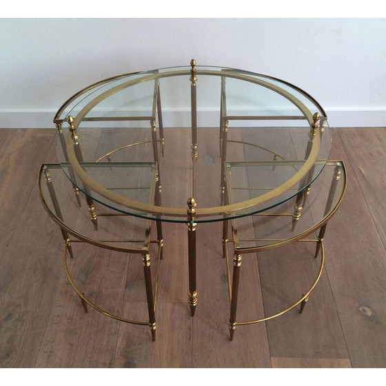 Image 1 of Runder Couchtisch im neoklassischen Stil aus Messing, 1970
