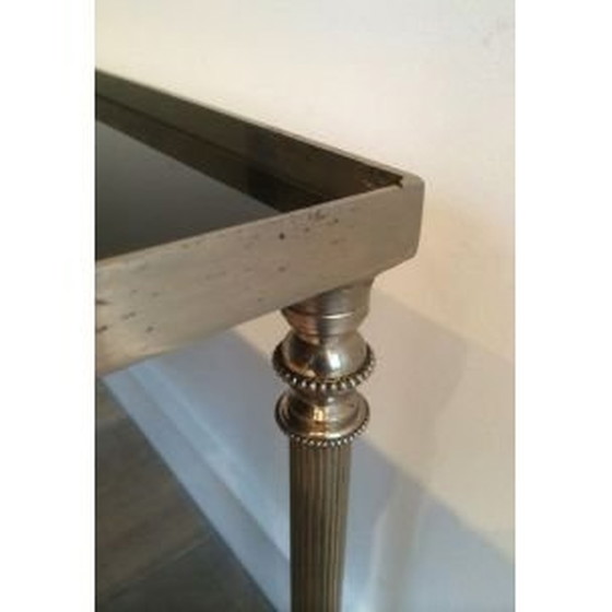 Image 1 of Vintage Couchtisch aus Silber mit schwarz lackierter Glasplatte, 1940