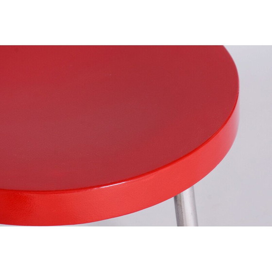 Image 1 of Vintage Hocker aus Buche und verchromtem Stahl, Tschechoslowakei 1930