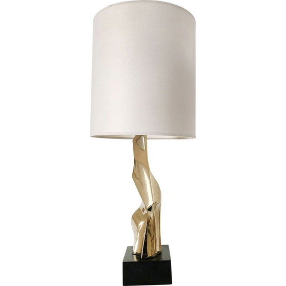 Image 1 of Vintage Laurel Lampe aus goldfarbenem Nickel von Richard Barr, USA 1969