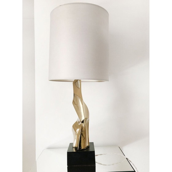 Image 1 of Vintage Laurel Lampe aus goldfarbenem Nickel von Richard Barr, USA 1969