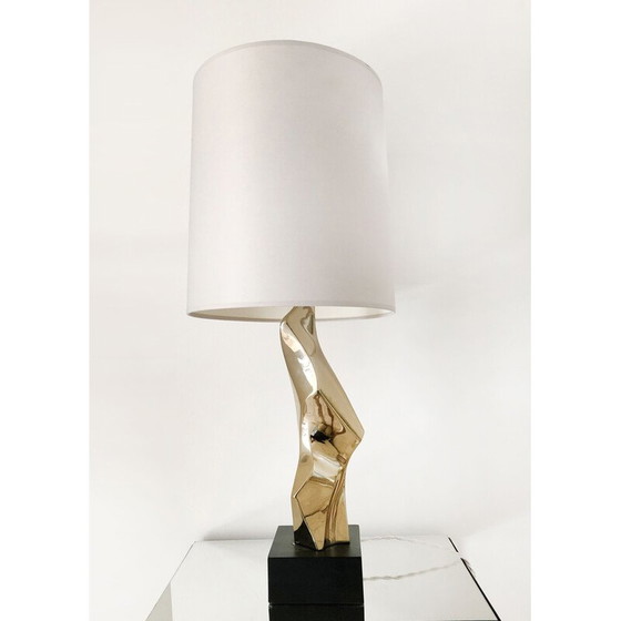 Image 1 of Vintage Laurel Lampe aus goldfarbenem Nickel von Richard Barr, USA 1969