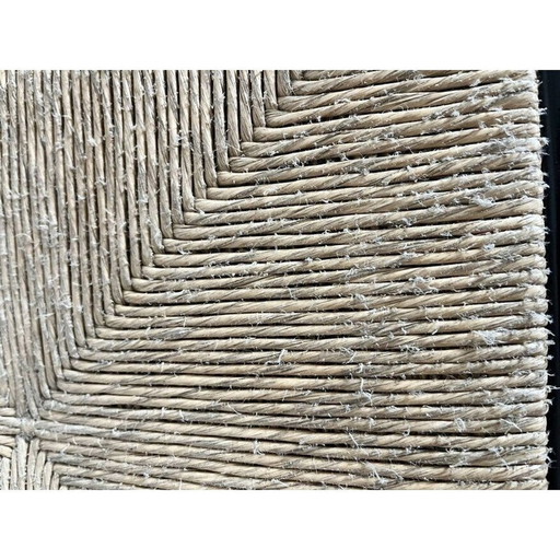 Satz von 4 Vintage-Stühlen aus schwarz lackiertem Holz und Seil, Italien 1970