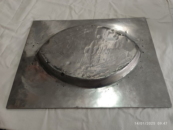 Image 1 of Tablett oder Tafelaufsatz - versilberte Bronze Frankreich - 1970-1980