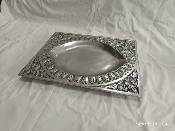 Image 1 of Tablett oder Tafelaufsatz - versilberte Bronze Frankreich - 1970-1980