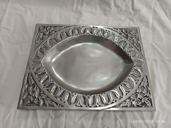 Image 1 of Tablett oder Tafelaufsatz - versilberte Bronze Frankreich - 1970-1980