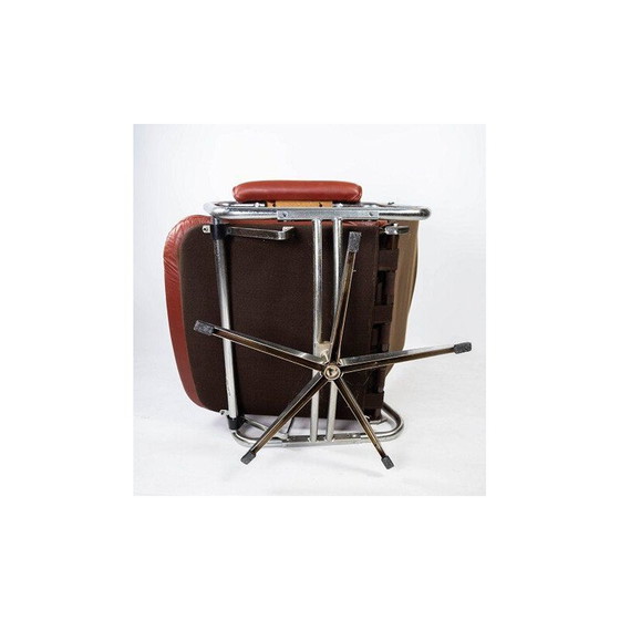 Image 1 of Mid Century Sessel gepolstert mit rotem Leder und Gestell aus Metall, dänisch 1960er Jahre