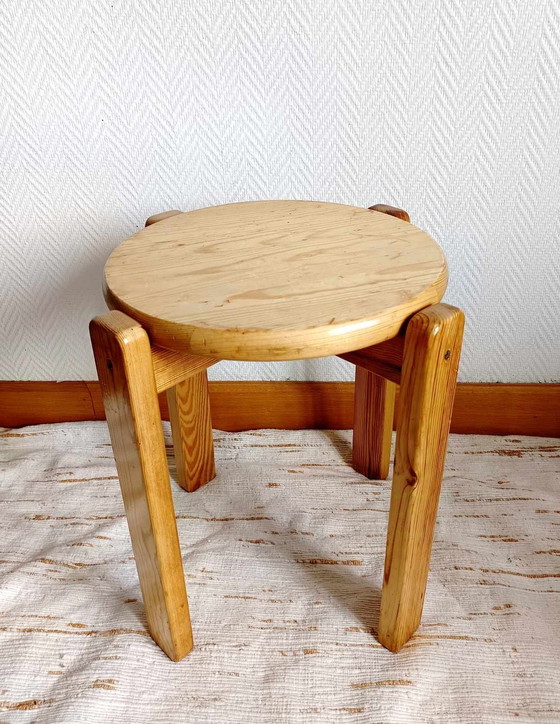 Image 1 of Skandinavischer Hocker aus massivem Kiefernholz