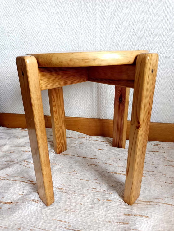 Image 1 of Skandinavischer Hocker aus massivem Kiefernholz