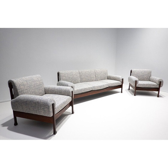 Image 1 of Italienisches Wohnzimmer aus der Mitte des Jahrhunderts, Holz und Stoff, 1960er Jahre