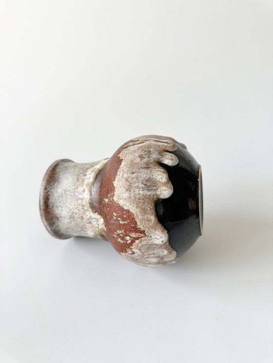 Image 1 of Ruscha Keramik 861-1 Vase Mit Fat Lava Glasur, Schaumglasur, Braun, Beige, West Germany, Wgp, Mid Century, 1960Er