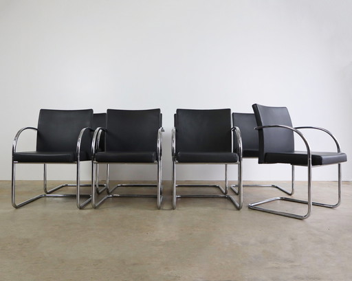 8X Artifort Leder Freischwinger Stühle von Wolfgang Mezger