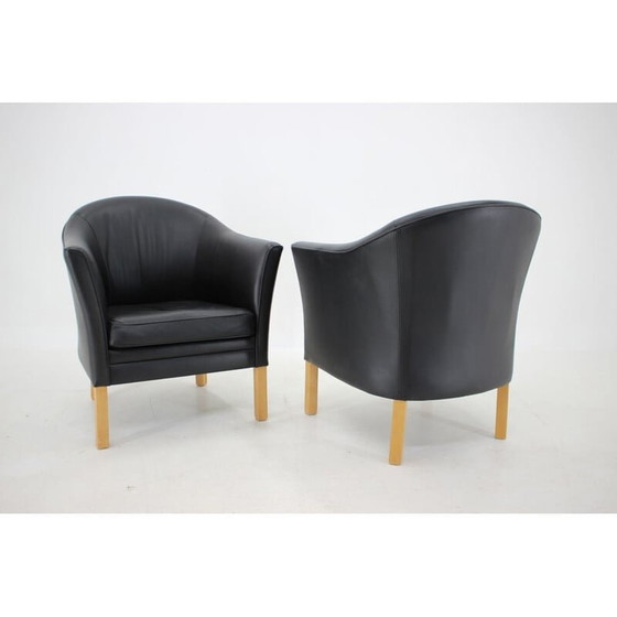 Image 1 of Paar Vintage Queen Chair MH80 Ledersessel von Mogens Hansen, Dänemark 1970
