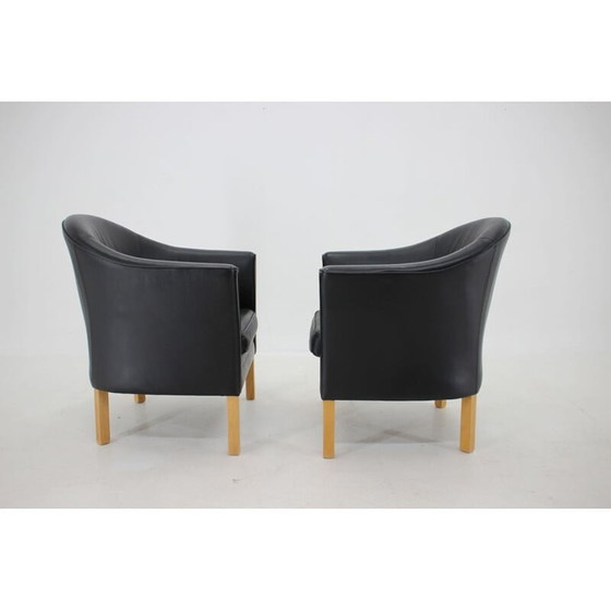 Image 1 of Paar Vintage Queen Chair MH80 Ledersessel von Mogens Hansen, Dänemark 1970