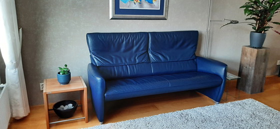 Image 1 of Jori 3-Sitzer Sofa - Blaues Leder