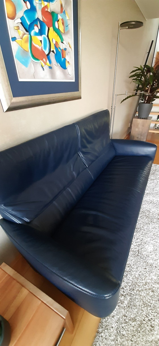 Image 1 of Jori 3-Sitzer Sofa - Blaues Leder