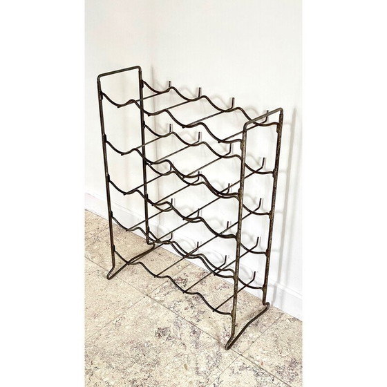 Image 1 of Vintage-Flaschenständer aus patiniertem Stahl, 1950