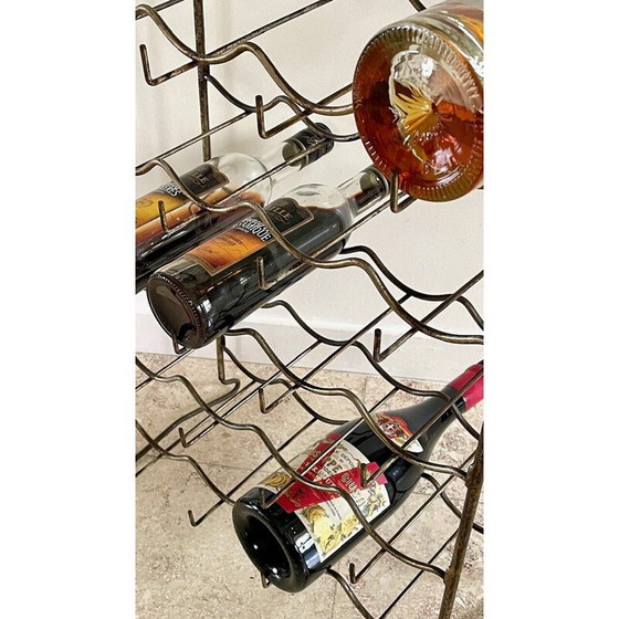 Image 1 of Vintage-Flaschenständer aus patiniertem Stahl, 1950