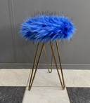 Blau , flauschiger Hocker mit Haarnadelbeinen aus Messing, 1960er Jahre